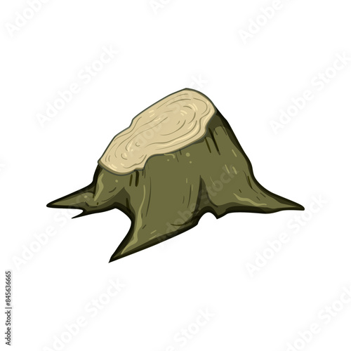 trunk stump cartoon. old wood, cut circle, wooden ring trunk stump sign. isolated symbol vector illustration