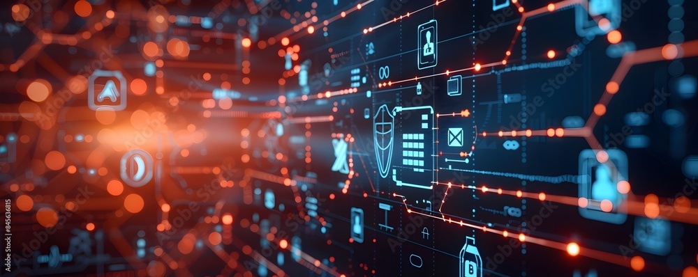 Futuristic Digital Interface with Comprehensive Insurance Icons and Concepts Futuristic Digital Interface with Comprehensive Insurance Icons and Concepts