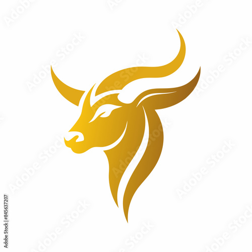 Unique regal golden Bull, face view, business Logo icon Vector © ArtfuIInfusion769