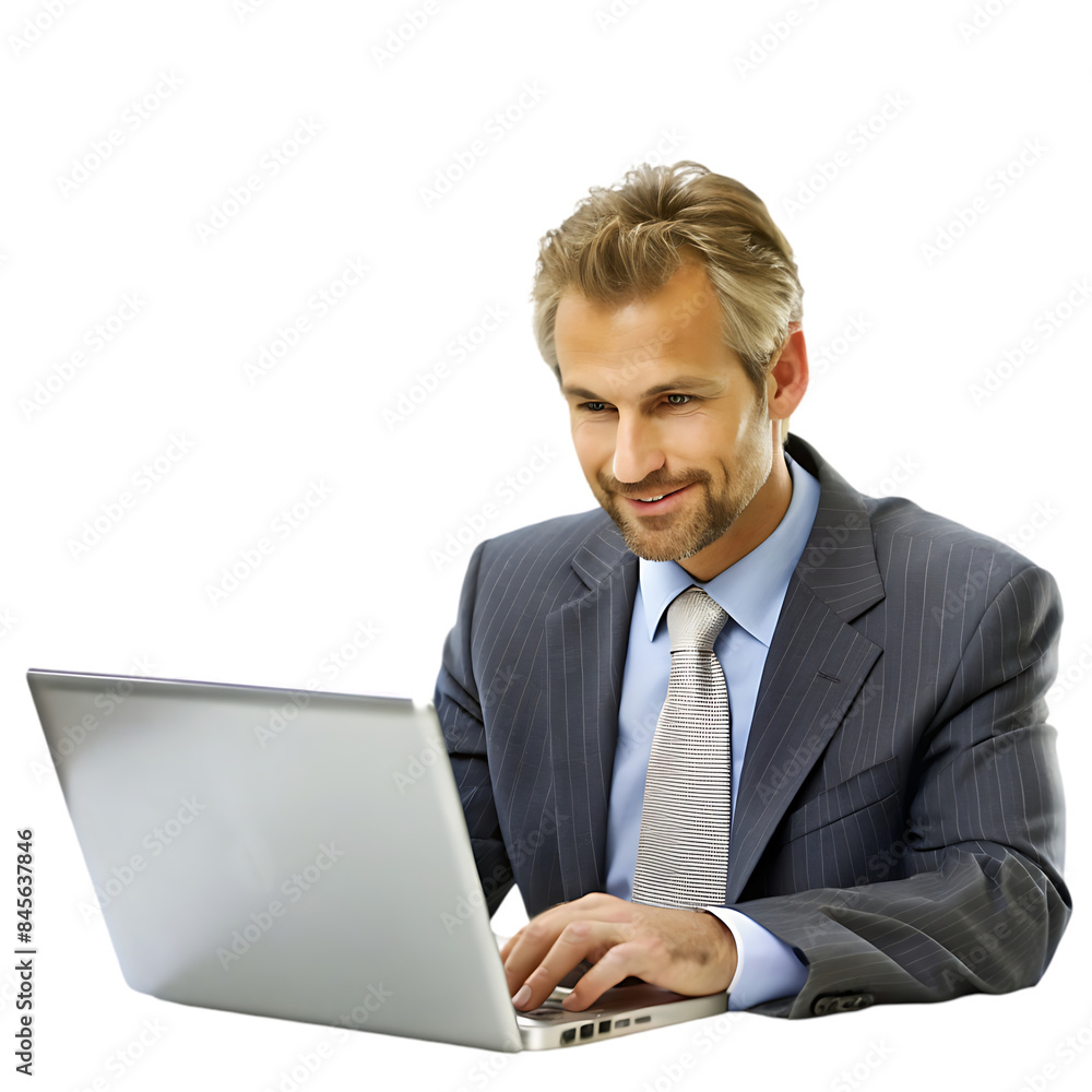 Handsome businessman working in a laptop Handsome businessman working in a laptop