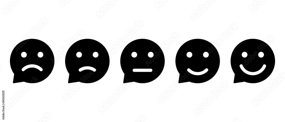 Customer feedback emoji icon on speech bubbles. Consumer review emoticon Customer feedback emoji icon on speech bubbles. Consumer review emoticon