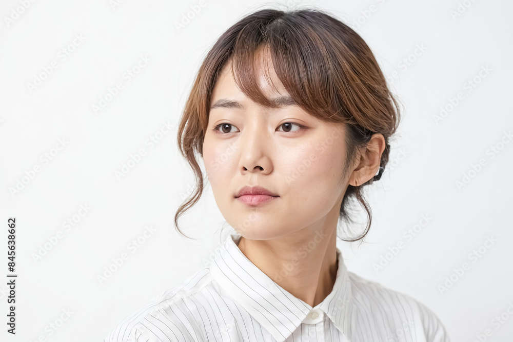 Close-up portrait of a young woman with long dark hair Close-up portrait of a young woman with long dark hair