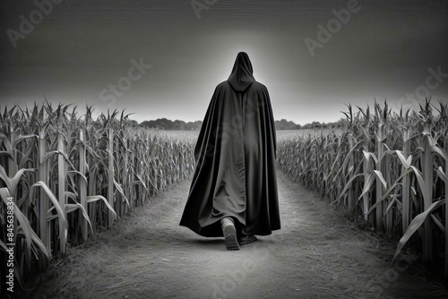 La parca o muerte en una plantación de maiz photo
