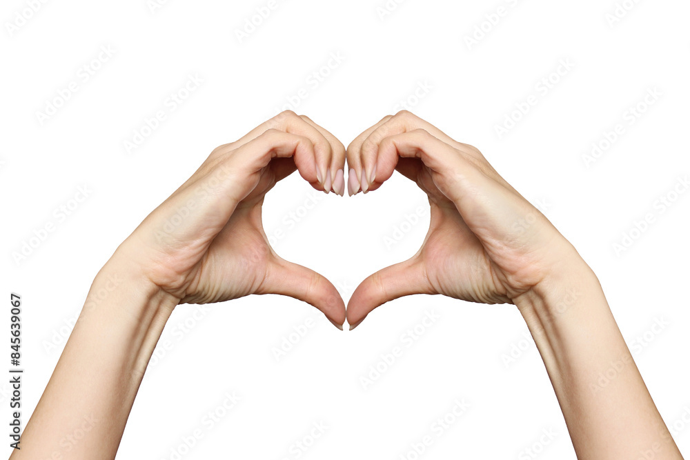 Women's hands show a sign in the shape of a heart, isolated on a white background. Expression of feelings and emotions. Love declaration concept with copy space. Gestures and symbols, gratitude Women's hands show a sign in the shape of a heart, isolated on a white background. Expression of feelings and emotions. Love declaration concept with copy space. Gestures and symbols, gratitude