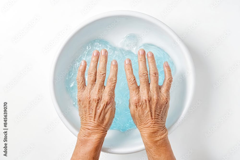 Elderly Hands Soaking in Water Bowl Elderly Hands Soaking in Water Bowl