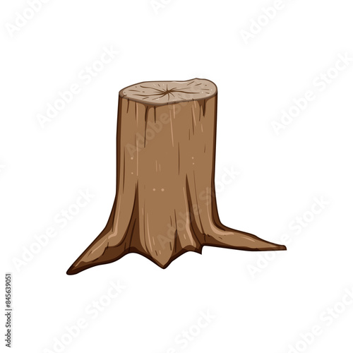 tree stump cartoon. trunk old, wood cut, circle wooden tree stump sign. isolated symbol vector illustration