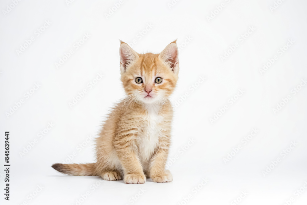 Cute Orange Tabby Kitten Sitting on a White Background Cute Orange Tabby Kitten Sitting on a White Background