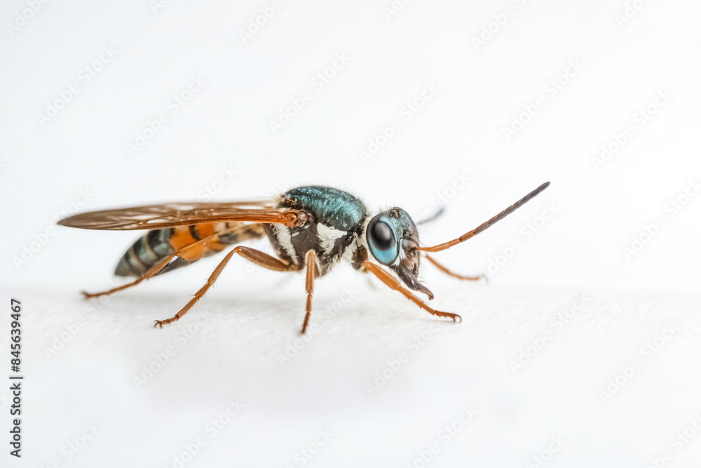Blue-Eyed Wasp on White Background Blue-Eyed Wasp on White Background