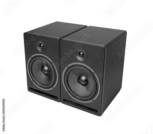 Obraz na płótnie Black speaker isolated on a white background. w salonie