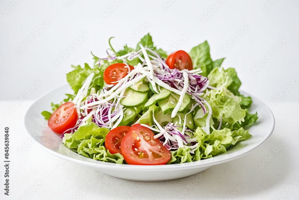 Fresh Green Salad with Tomatoes and Cucumbers Fresh Green Salad with Tomatoes and Cucumbers