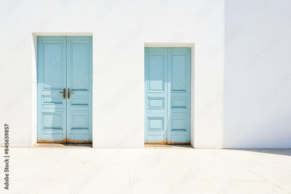 Blue Doors on a White Wall Blue Doors on a White Wall