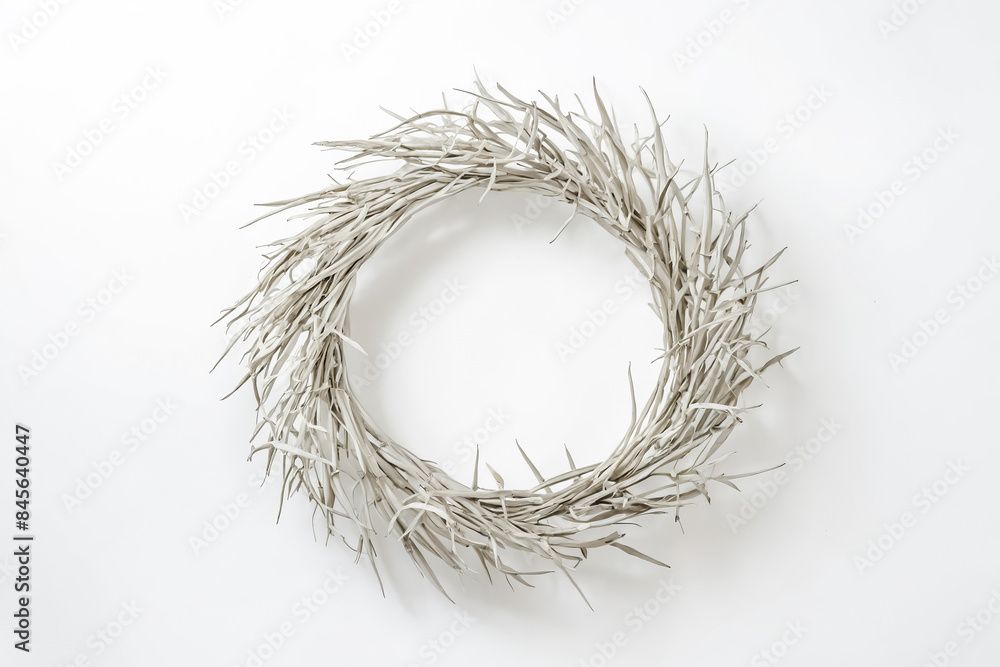 Fototapeta premium Dried Grass Wreath on White Background