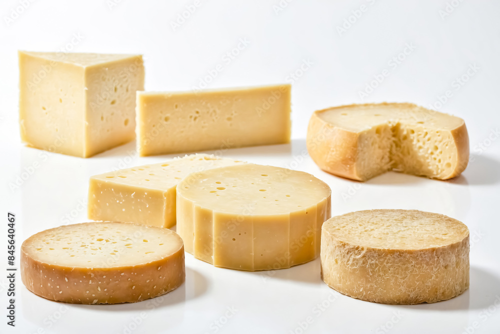 Assortment of Cheese on White Background Assortment of Cheese on White Background