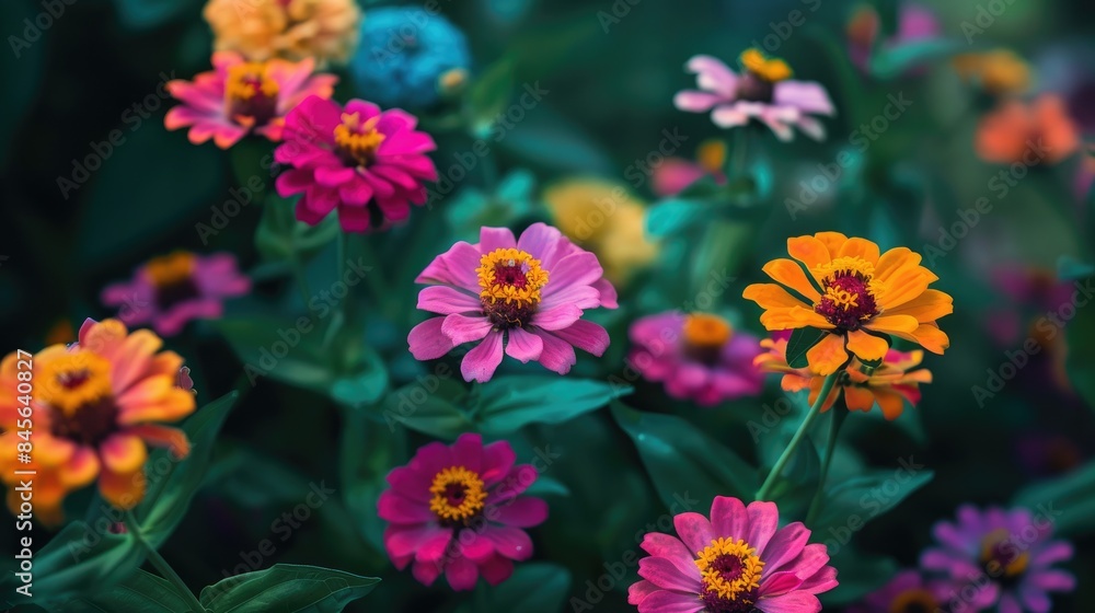 Zinnia flowers in the daylight of the spring Zinnia flowers in the daylight of the spring