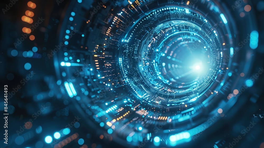 high-tech background, blue tone, circle glowing line technology, object center high-tech background, blue tone, circle glowing line technology, object center