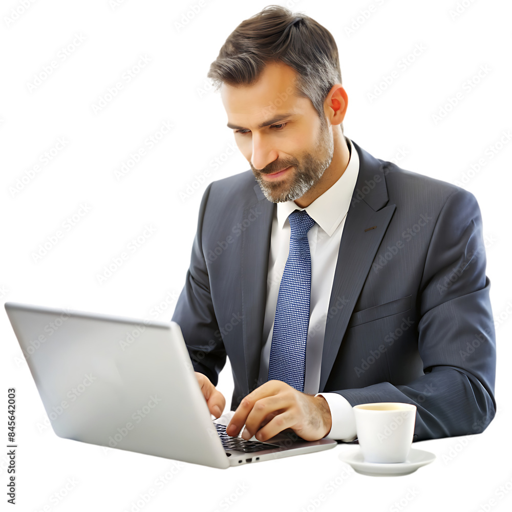 Handsome businessman working in a laptop Handsome businessman working in a laptop