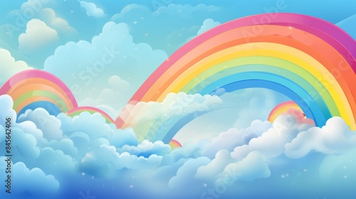 rainbow in the sky and clouds