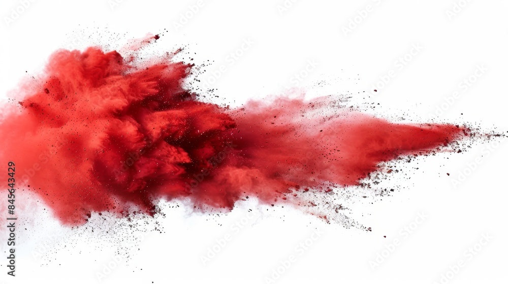 Red Powder Explosion Isolated on White Background, Generative AI Red Powder Explosion Isolated on White Background, Generative AI