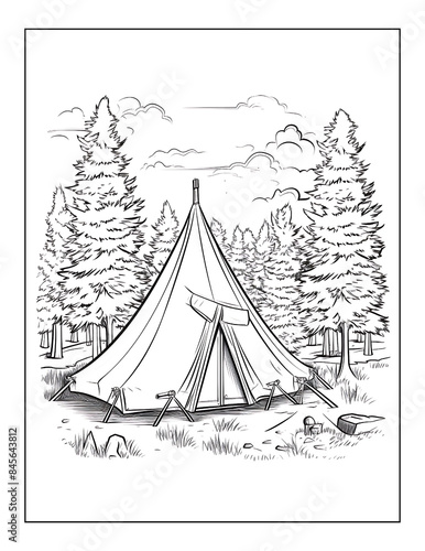 Camping Coloring Page for kdp interior