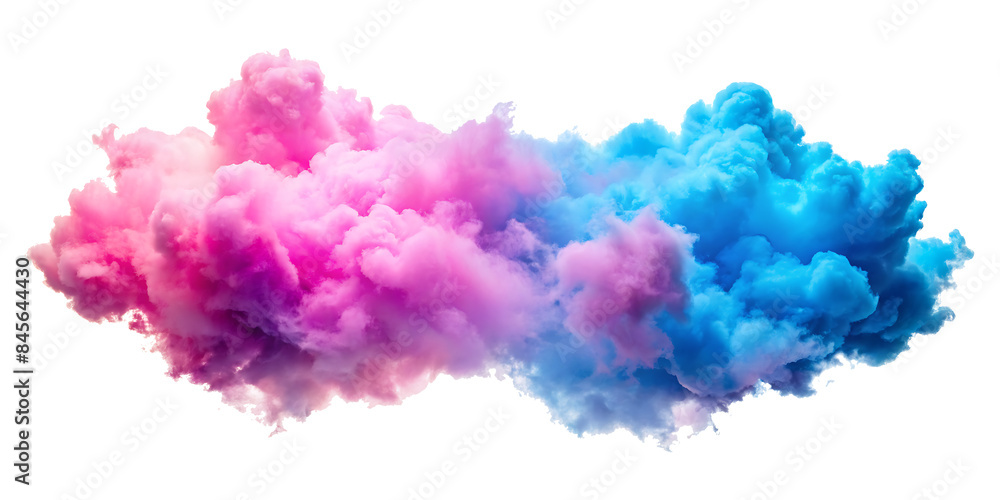 Fototapeta premium Pink and blue clouds isolated on white background. PNG AI GENERATED