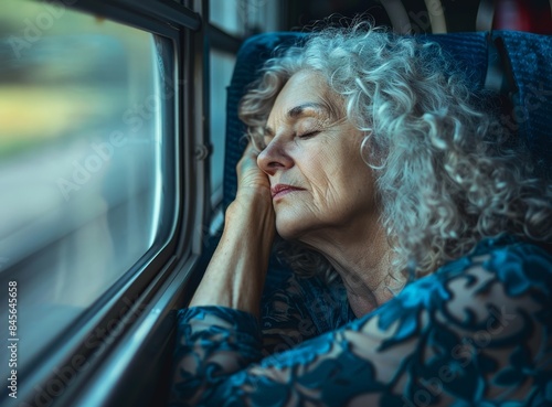 Mature woman sleeping in th...