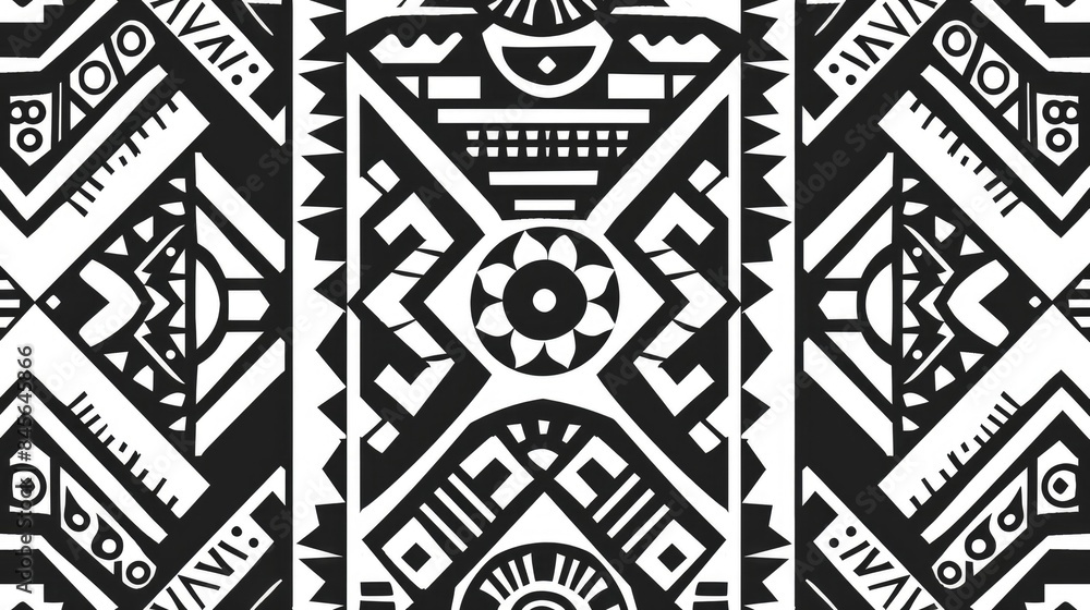 Geometric Tribal Elements Seamless Pattern in Black and White for Design Backgrounds and More Geometric Tribal Elements Seamless Pattern in Black and White for Design Backgrounds and More
