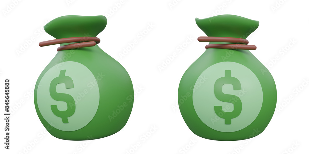 3d Money Bag, money 3d pack, transparent background 3d Money Bag, money 3d pack, transparent background