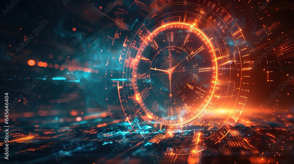 Fototapeta premium Abstract futuristic time technology background