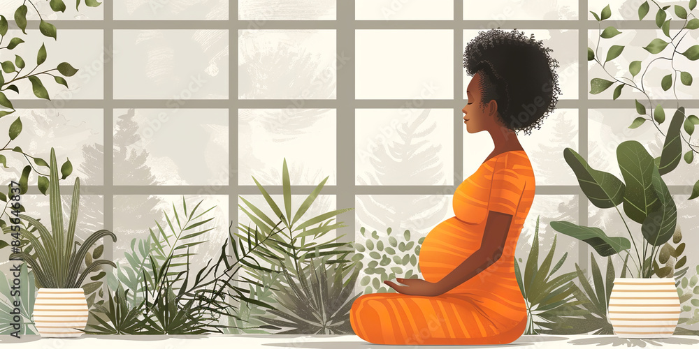 Woman doing yoga - meditation and exercise during pregnancy Woman doing yoga - meditation and exercise during pregnancy