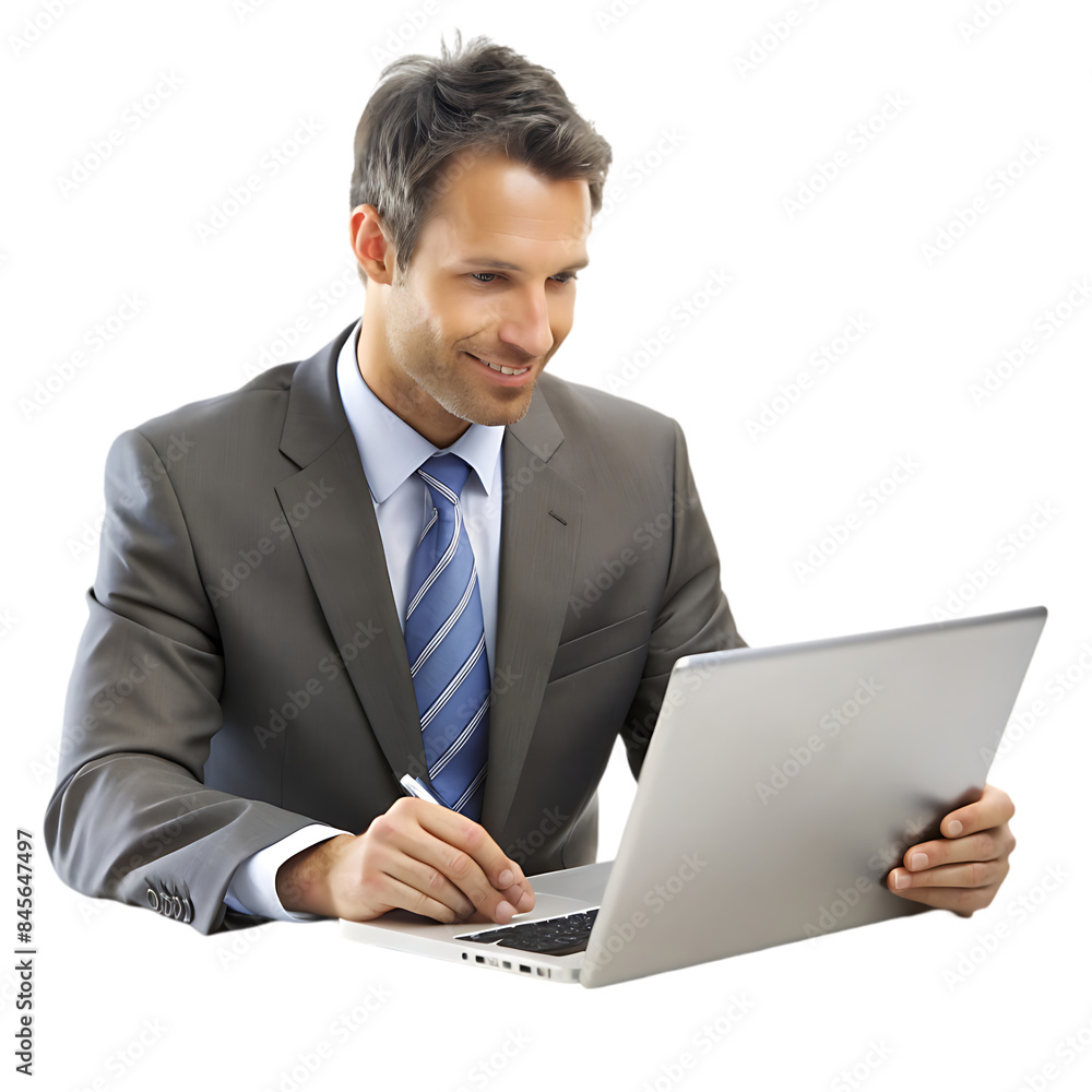 Handsome businessman working in a laptop Handsome businessman working in a laptop