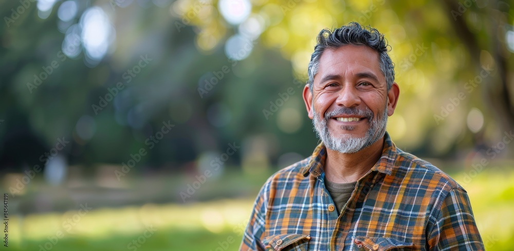 Smiling Mature Man Outdoors on a Sunny Day Smiling Mature Man Outdoors on a Sunny Day