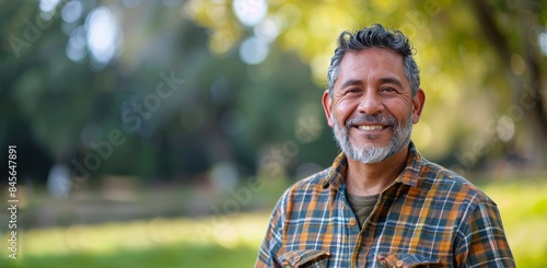 Smiling Mature Man Outdoors on a Sunny Day