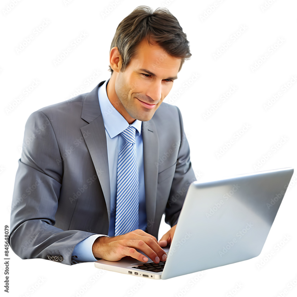 Handsome businessman working in a laptop Handsome businessman working in a laptop