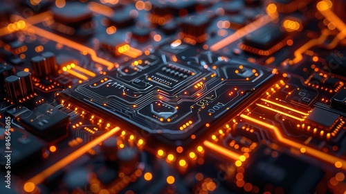 an electronic circuit background with digital lights 