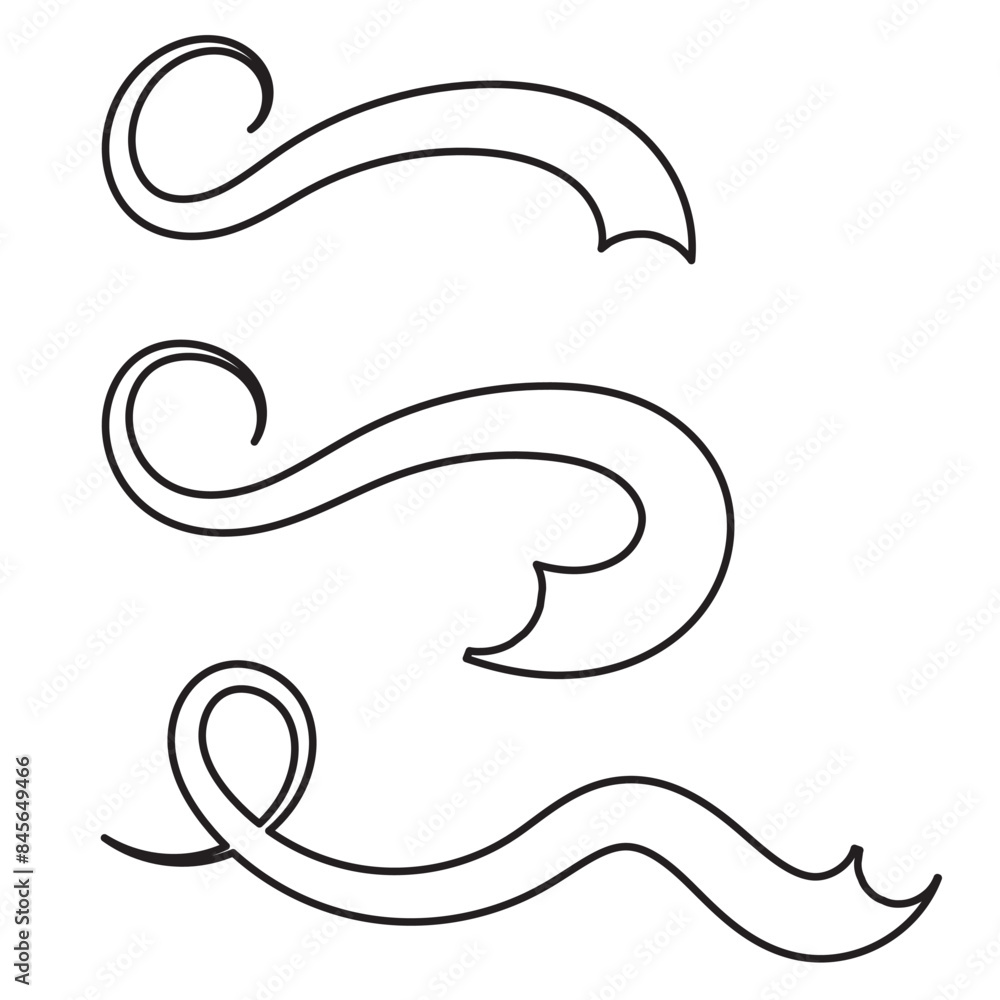 Obraz premium Swoosh, swash underline stroke set. Hand drawn Line Art Swirl swoosh underline calligraphic element. Vector illustration