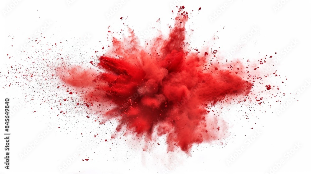 Red Powder Explosion on White Background, Generative AI Red Powder Explosion on White Background, Generative AI