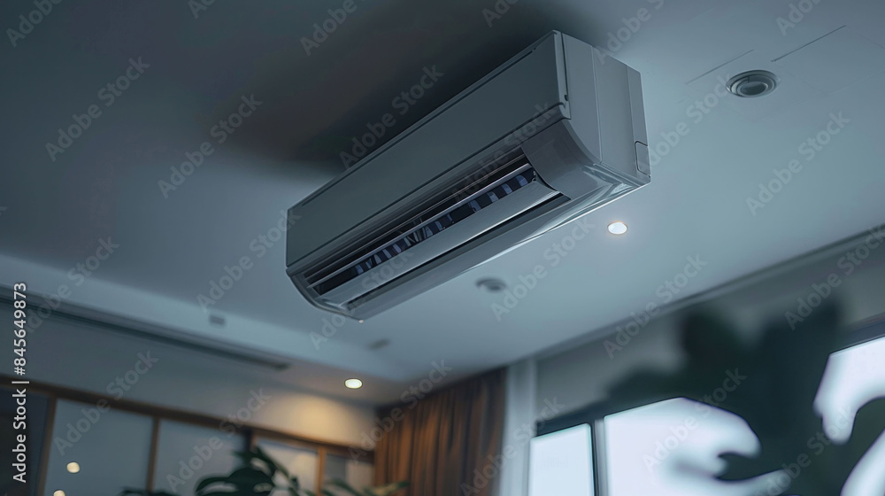 Obraz premium Interior room with ceiling mounted cassette type air conditioner