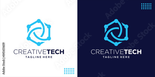 Creative Hexagon Cyber ​​Technology Logo, Suitable for Tectology Business, Design Inspiration, Illustration, Vector