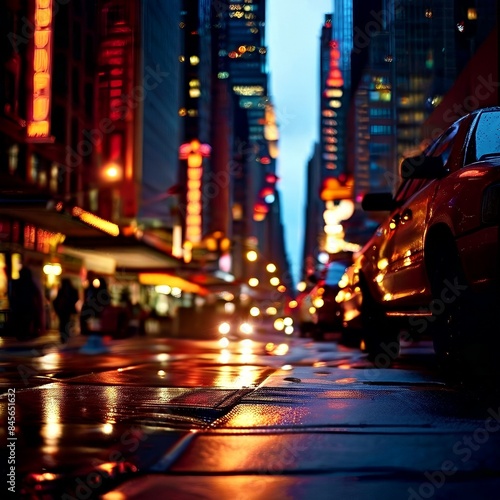 Downtown metropolis transforms into a jewel box, lit by the nightlights of the city