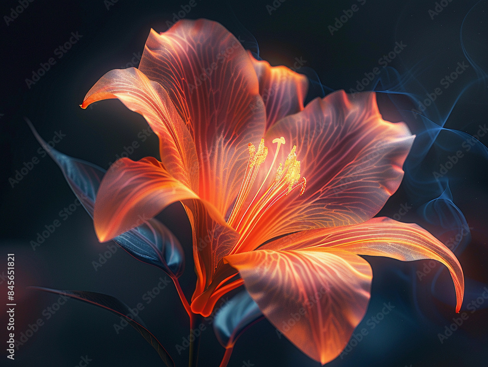 Obraz premium Glowing Red Flower with Ethereal Glow