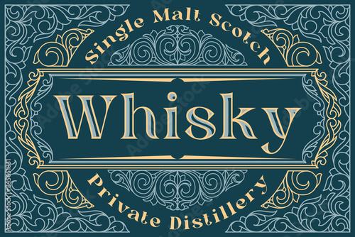 Scotch whisky - ornate vintage decorative label