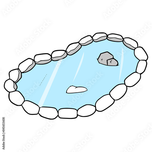 frozen pond illustration hand drawn outline vector