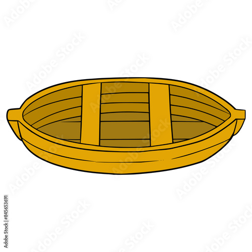 wooden boat illustration hand drawn isolated vector	
