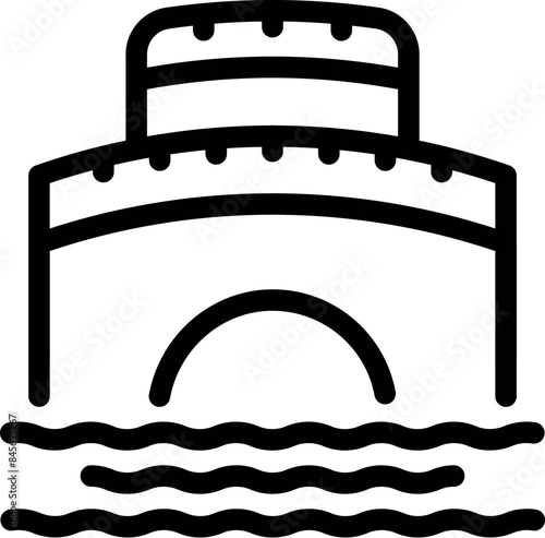 Simple line icon of an ancient roman aqueduct carrying water over a river