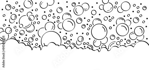 Sparkling water, water drops. Cartoon bath soap with lather silhouette. Soap with foam and bubbles. Vector icon or symbol. Clean, bath suds. shampoo. World water day, March, Save the water. H2O