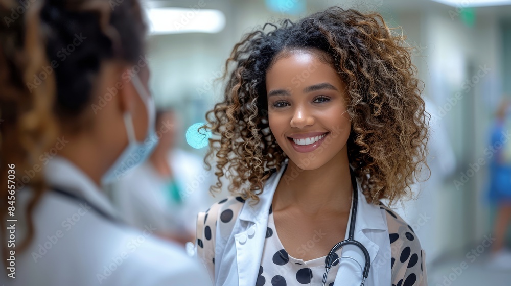 Smiling Female Nurse In Hospital Hallway Smiling Female Nurse In Hospital Hallway