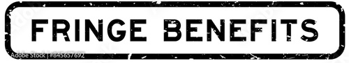 Grunge black fringe benefits word square rubber seal stamp on white background