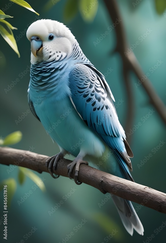 Fototapeta premium Budgerigars (Melopsittacus undulatus) sitting on a branch