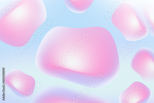 Abstract modern 3d liquid gradient pink color freeform shapes composition on blue background for Graphic business digital illustration template backdrop wallpaper bubble postcard brochure cover desige photo
