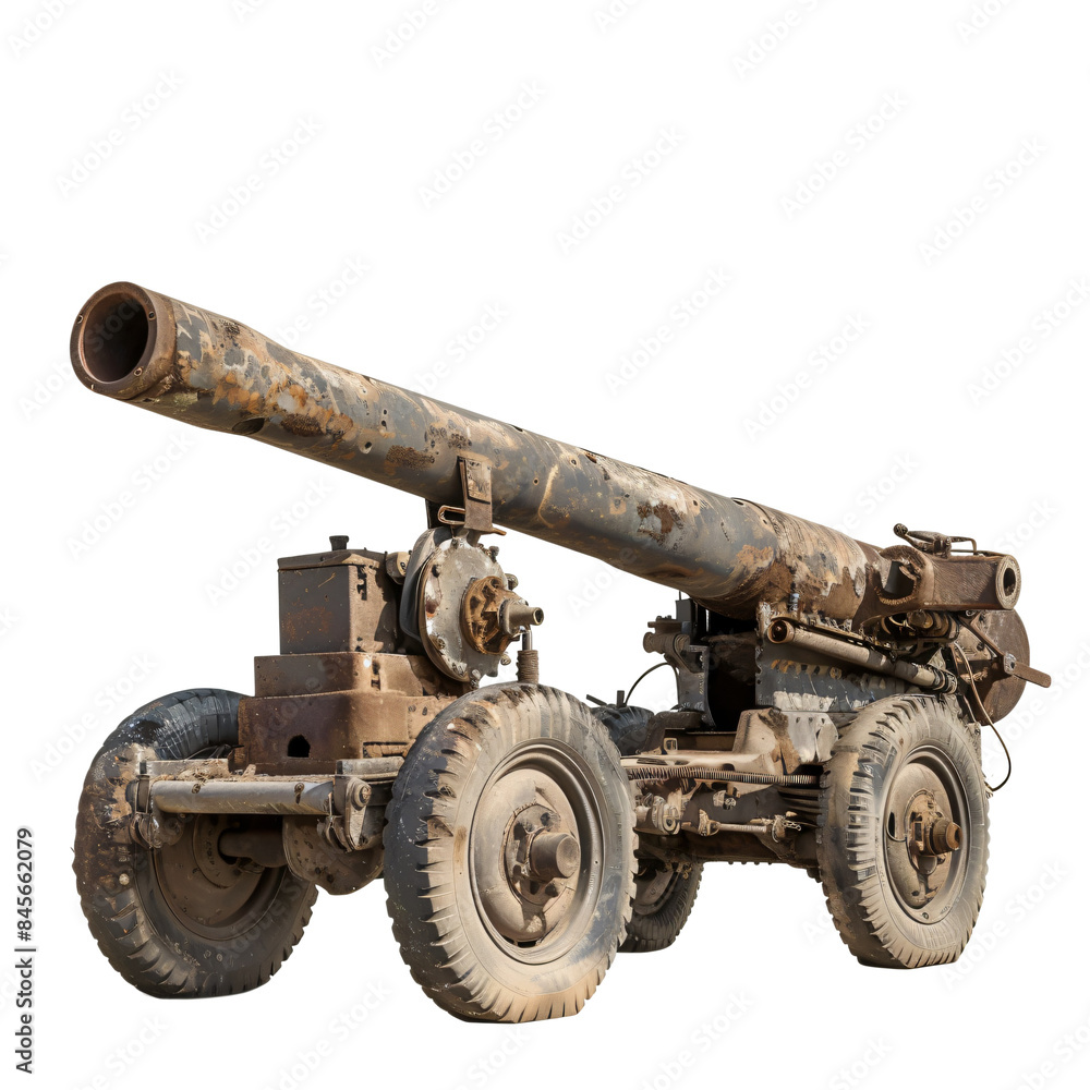 Anti aircraft gun die cut PNG style isolated on white and transparent background Anti aircraft gun die cut PNG style isolated on white and transparent background